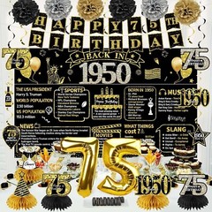 75th Birthday Decorations for Men Women21PCS Back in 1950 Party Banner Decora…
