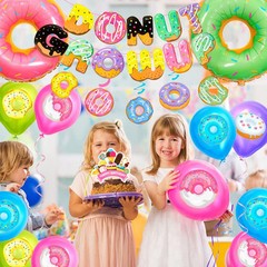 Donut Birthday Party Decorations,219pcs Donut Grow Up Party Supplies-Donut Ballo