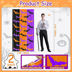 Halloween Party Decorations, 2 Pack Halloween Foil Fringe Curtains 3.3 X 6.6 Ft,