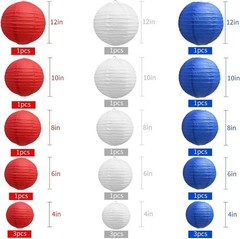 21 Pcs Red Blue White Round Paper Lanterns Decorative Hanging Asia Chinese Ja…