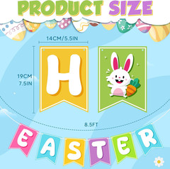 Easter Decorations – Happy Easter Banner | Bunny Party Decorations for Indoor Ou