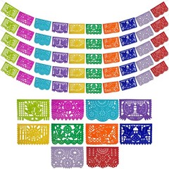 Mexican Party Banners (5 Pack – 10 Tissue Paper Flag Designs per Banner/NOT P…