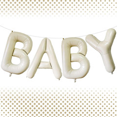 40 Inch Beige One Balloons, Giant Cream White Letters One Balloons Foil Mylar He