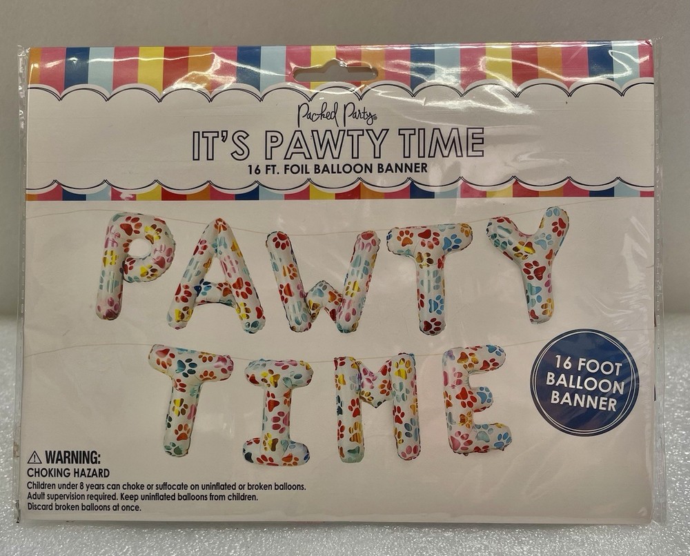 Pet Paw Print Party Balloons It’s Pawty Time Dog Cat Birthday Balloon Garland