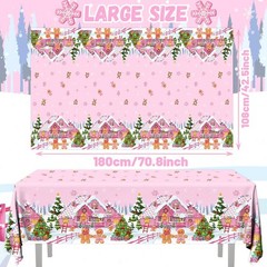 3 Pack Gingerbread Christmas Tablecloths 70.8″x42.5″ Disposable Party Decor