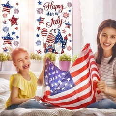 6 Sheets Patriotic Window Clings Happy 4th of July Window Decal USA Gnome Star