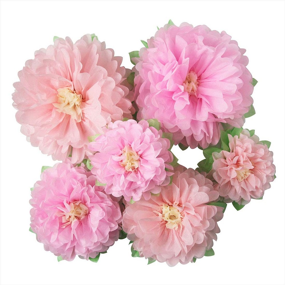 Pinks Flowers Decoration (11»-7» Assorted) 6 pcs Artificial Tissue Peony Nu…