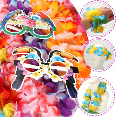 80PCS Hawaiian Party Luau Set Leis Glasses Bracelets Headbands Tropical Favors