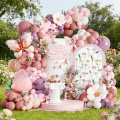 Spring Butterfly Birthday Party Decorations, 154Pcs Daisy Flower Pink Purple …