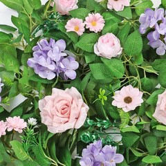 2PCS Artificial Flower Garlands 6FT Fake Silk Rose Vine Hanging Rose Ivy Vines