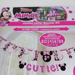Minnie Mouse Birthday Banner Pink Customizable 10 ft long Disney Junior NEW