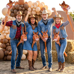 6 Pcs Inflatable Horse Head Balloons, 37 Inch Brown Inflatable Horse Stick Ballo