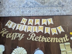 Retirement Party Decorations (Champagne, Gold & Cream)- 32 piece (preassembled)