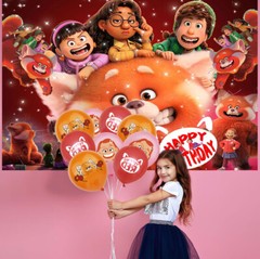 Turning Red Birthday Party Supplies Set Plates Balloons Cake Toppers for Kids