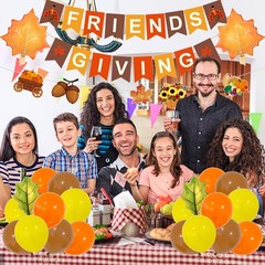 60Pcs Friendsgiving Decorations Banner Balloons for Friendsgiving Fall Home T…