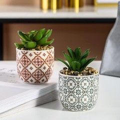 Karlliu Artificial Plants Succulent Flowers in 2.5X3.25 inch, Red & Blue