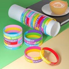 CHRORINE Happy Birthday Rubber Bracelets 12 Styles Silicone Wristbands for Cl…