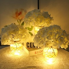 Mason Jar Table Centerpiece Set of 6 With White Hydrangea artificial Flowers …
