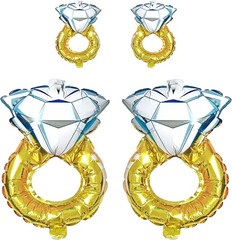 Diamond Ring Balloon Set 4 Mylar Foil Bridal Shower Bachelorette Wedding Deco…