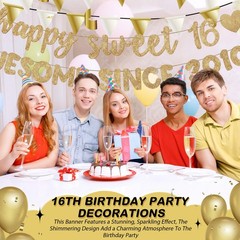 Pre Strung Happy Sweet 16 Awesome since 2010 Banner Glitter Sweet 16Th Birthday