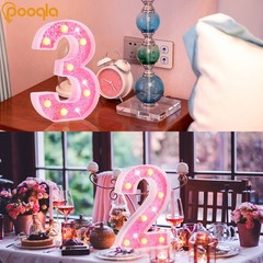 Pink Marquee Number 3 Lights Lighted Battery Powered 3rd Birthday Decor
