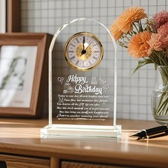 Happy Birthday Crystal Plaque with Clock – Perfect Gift for Loved Ones NEW