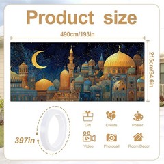 16x7Ft Ramadan Eid Garage Door Cover – Islamic Night Scene with Crescent Moon &