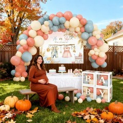 138Pcs Gender Reveal Decorations Kit with Dusty Pink Blue Balloon Garland Arc…