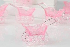 288 Clear Pink Plastic Baby Buggies – Baby Shower Favors, Cake Decorations