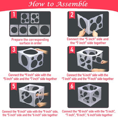 11 Holes Balloon Sizer Collapsible Cube Box Measurement Tool for Balloon Decor