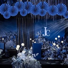Blue Party Hanging Paper Fans DIY Set，12pcs Set Hanging…