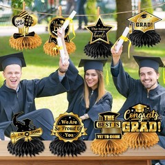 Black and Gold Graduation Table Decorations,12pcs Black and Gold Graduation Deco