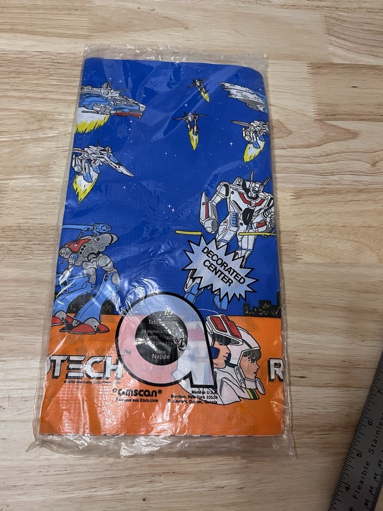 VTG Robotech Birthday Party Table Cover. 1985 Amscan 54”x102” HTF NOS