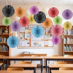 18 Pack Composition Notebook Paper Fans Classroom Decor, Pastel Textured Hang…