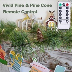 Remote Christmas Smokey Pine Garland with Lights 6.56FT Garlands with Timer 30