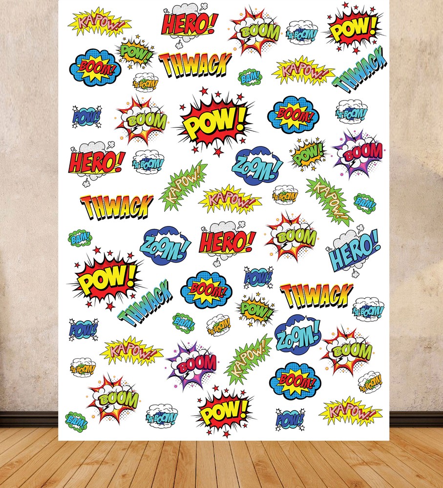 PARTY SCENE SETTER CARTOON SUPER HERO BACKDROP LARGE DIGITAL PRINT BACKGROUND