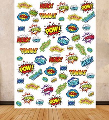 PARTY SCENE SETTER CARTOON SUPER HERO BACKDROP LARGE DIGITAL PRINT BACKGROUND