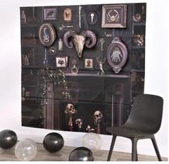 Dark Academia Goth Halloween Backdrop Kit with 3D Add-Ons – 65″ x 32.5 – Amscan