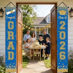 Graduation Decorations 2026 – Blue Graduation Door Banner Congrats Grad Class of