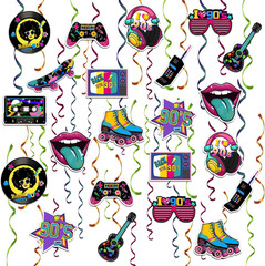 48 Pcs 90S Hanging Swirls for Adults Back to 90S Party Decorations, 80S Theme…