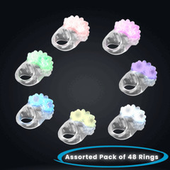 LED Light Up Flashing Jelly Bumpy Rings Pack of 48 Assorted Colors By Party Glow