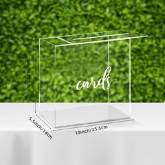Hooqict Clear Acrylic Wedding Card Box with Slot 10 x 10 x 5.5 inch,