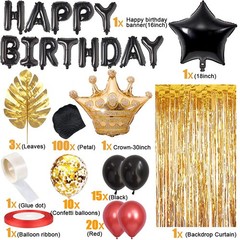 Toylin Red and Black Birthday Decorations Party Supplies Set,Black Gold Confe…