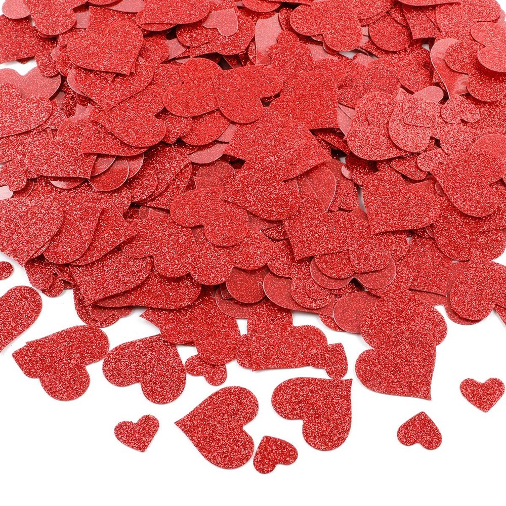 Red Glitter Valentines Day Heart Shaped Table Confetti Scatter 600 Pcs