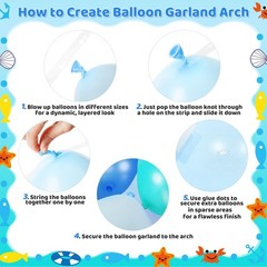 Under the Sea Balloon Arch Kit 130Pcs Dark Blue Metallic Blue Orange Long Bal…