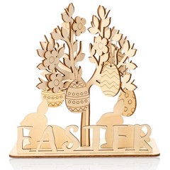 2 Set Egg Tree Wood Crafts DIY 8.6inch Tabletop Centerpiece Table Sign for Pa…