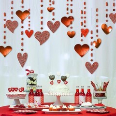 Cheerland Glitter Red Heart Garlands Valentines Day 1 Count (Pack of 1),