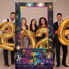 2026 Happy New Year Party Decorations Photo Booth Props Frame Backdrop Set