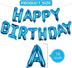 16 Inch Self-Sealing Happy Birthday Blue Balloons Banner for Any Celebration