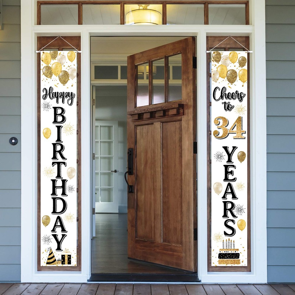 LASKYER 34th Birthday Gold Balloon Banner